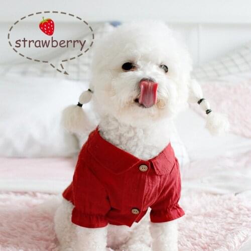 Fashion Pet Dog Strawberry Shirt Summer Clothes For Small Dogs Puppy Bichon Chihuahua Schnauzer Yorkie Pug Teddy Clothing CBC02