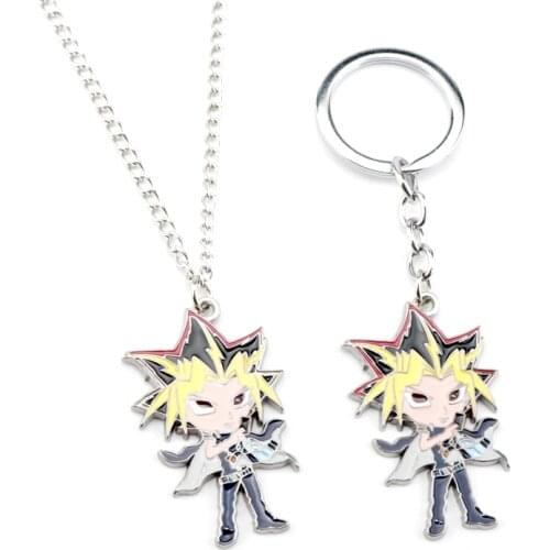 Fahion Anime Yu-Gi-Oh AIBO Yugi Muto Figure Yugioh Millenium Enamel Metal Pendant Necklaces For Children Kids Jewelry Gift