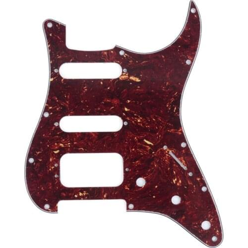 Musiclily Pro 11-Hole Round Corner HSS Guitar Strat Pickguard for USA/Mexican Stratocaster 3-screw Pickup, 4Ply Vintage Tortoise