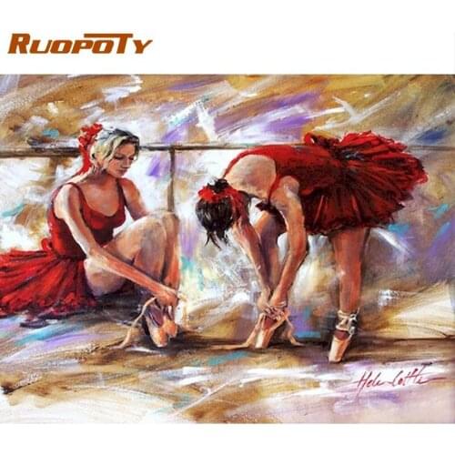 RUOPOTY Ballet Dancer Figure Painting By Numbers For Adults Children Handmade 60x75cm Framed Acrylic Color On Canvas Wall Photos