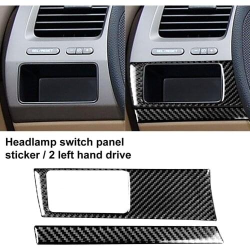 2Pcs Panel Sticker Non-scratching Waterproof Carbon Fiber Car Interior Headlight Switch Panel Sticker for Honda Civic 8th Genera
