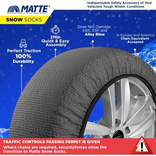 Car Tire Snow Socks for Winter - ExtraPro Series (Textile Snow Chain - For Safe Driving on Snowy & Icy Road)