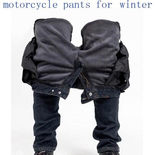 Winter New Riding Plus Velvet Thick Men Motorcycle Riding Jeans Anti-Fall Pants Moto Racing Trousers With Protective Gear