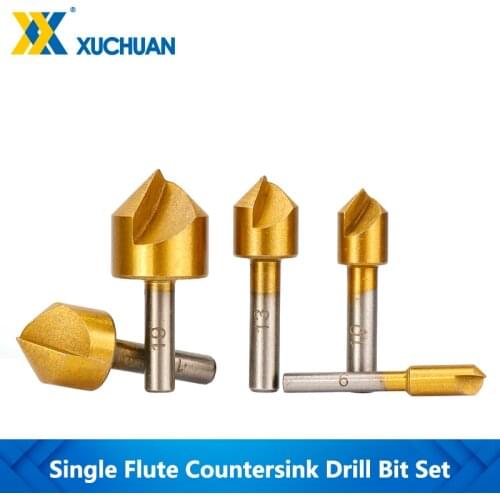 Single Flute Chamfer Drill Bit Set 90 Degrees Hole Cutter Titanium Coated 3/5pcs For Metalworking Tool Countersink Drill Bit Set