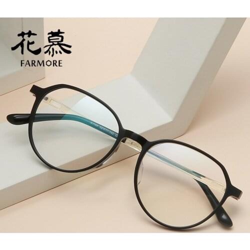 Myopia frame plate retro full frame round face customized flat lens frame