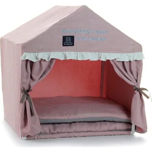Pink Princess Camping House For Dogs Winter Warm Pet Small Breeds Home Kennel With Mats Blankets For Puppies Animal Cat Pitbull