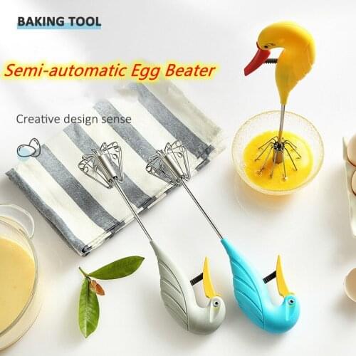 Semi-automatic Egg Beater Stainless Steel Egg Whisk Manual Hand Mixer Self Turning Egg Stirrer Kitchen Egg Tools 2021