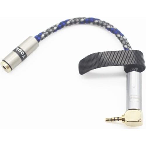 [ 2.5mm Right Angle ] 2.5mm Male to 3.5mm Balanced 4 Pole Female 8 Core Silver Plated Headphone Earphone Audio Adapter Cable