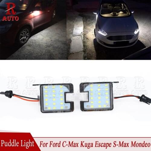 R-Auto 1 Pair LED Under Side Mirror Puddle Light Courtesy Lamp Car Door Light Super Bright For Ford C-Max Kuga Escape S-Max