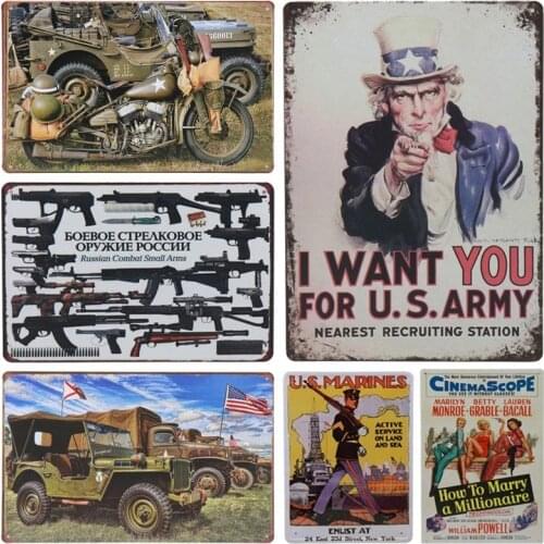 Plane Car Motorcycle Army Art Painting Decoration Vintage Tin Sign Plate Poster Home Decor For Bar Pub Cafe Metal Iron Plaques