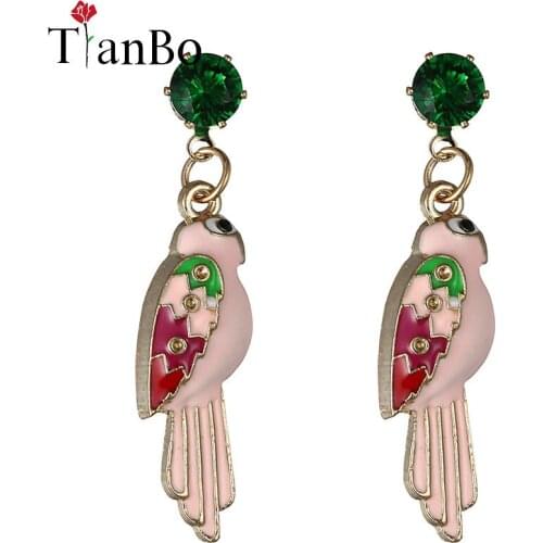 TianBo Hot Sale mix Match Kumgang parrot exquisite rhinestone Stud Earrings for women fashion jewelry factory price Ear Jewelry