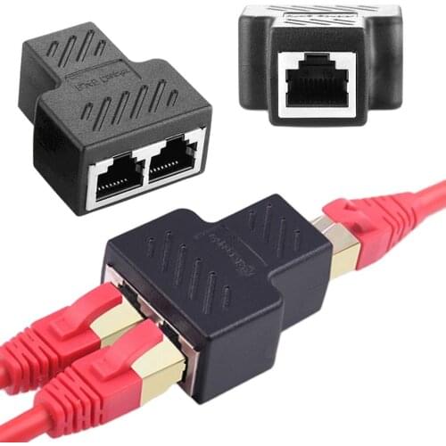 Network Rj45 Cable Port Network Cable Splitter Extender Plug Adapter Connector (8 Core) Split Into Two Splitter