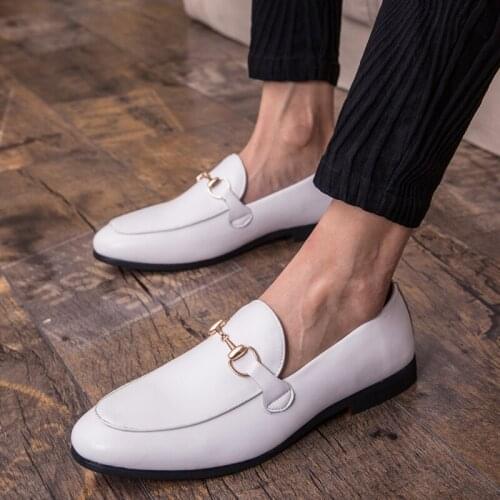 Spring New Luxury Designer White Black Buckle Shoes Mens Casual Oxford Loafers Formal Dress Footwear Sapatos Tenis Masculino