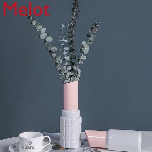 Modern Creative Simulation Lipstick Arts Vase Decorative Ornaments Ceramic Flower Arrangement Art & Craft Home Decoration