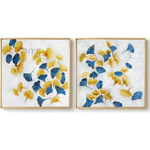 Modern Popular Abstract Combined Oil Painting Of Ginkgo Biloba Leaves 100% Handpainted Home Decoration Wall Art On Canvas