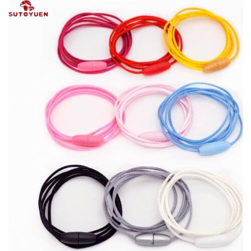 Sutoyuen 100pcs 2mm Soft Satin Cord with Plastic Necklace Breakaway Clasps for Silicone Baby Teether Chewing Jewelry Toy Making