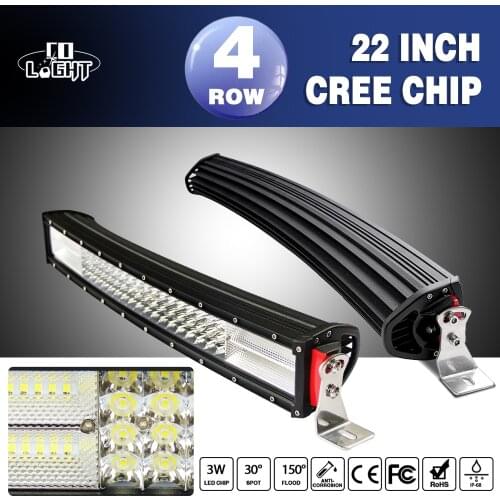 CO LIGHT 22 Led Light Bar 384W Auto Work Light 12V 24V Car Led Lights Curved Combo 8D For Lada 2114 Niva Suv Boat Tractor Truck