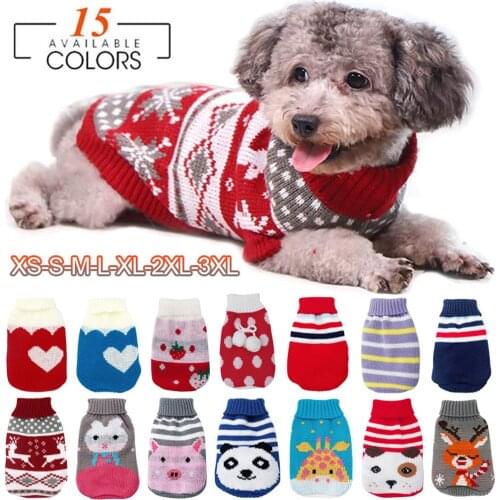 Warm Pet Clothes for Small Medium Dogs Winter Christmas Dogs Sweater Pet Clothing Knitting Costume Coat Cartoon Print Clothes