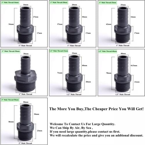 Big Size Outer Dia 16~50mm To 1"~2" Male Thread Pagoda Connector Garden Hose Adapter Irrigation Pipe Soft Hose Joint Accessories