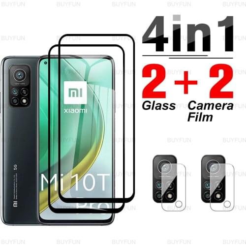 4in1 Full Cover Front Black Edge Protective Glass For Xiaomi Mi 10T Pro For xiaomi xiomi mi 10t 10 lite 5G lens screen protector