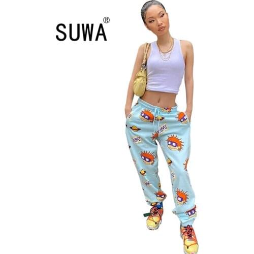 Girls legging 2020 womens fashion high waist colorful coartoon patchwork casual women pants trousers street lounge wear