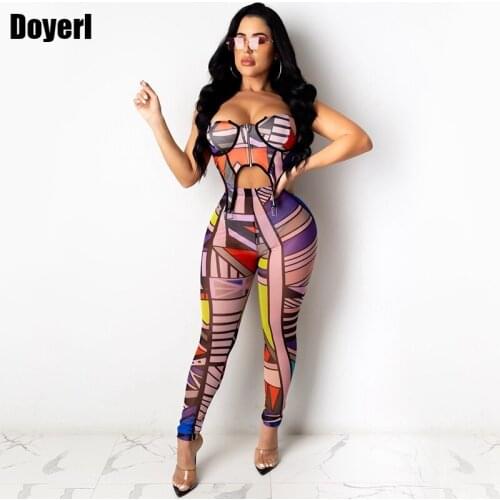 Print Sexy Two Piece Club Outfits for Women Clothing Matching Sets Crop Top and Leggings Set Bodycon 2 Piece Sets Womens Outfits