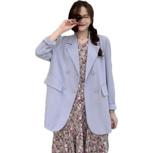 WSYORE Spring and Autumn Women Thin Slim Purple Blazer Suit Jacket Casual Wild Loose Long-sleeve Blazer Coat Female NS2820