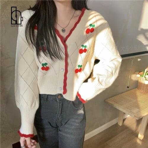 Cardigan For Women Sweet Embroidery Loose Cute Knitted Sweater Female Knitted Outerwear Korean Tops Ladies Autumn 2021