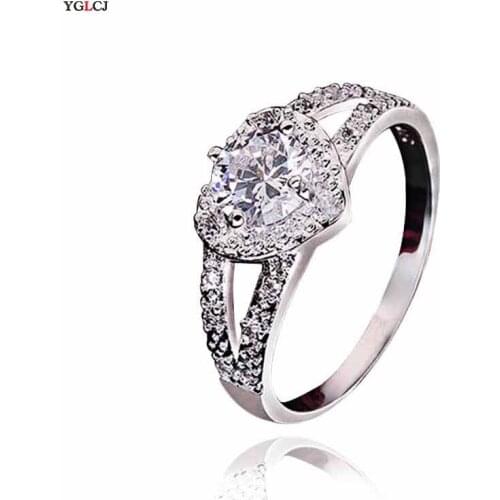 1PC Elegant Fashion Ladies Crystal Engagement Wedding Ladies Heart-Shaped Ring Size 6 7 8 9 10 11 Ladies Ring