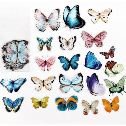 20 pcs/Pack Big Size Colorful Butterfly Fluttering Decorative Stickers Handbook Planner Decoration