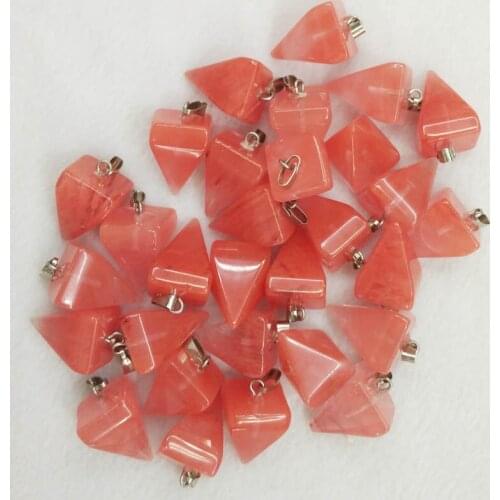 2017 New fashion high quality watermelon red stone pyramid pendants charms for jewelry making 24pcs/lot Wholesale free shipping