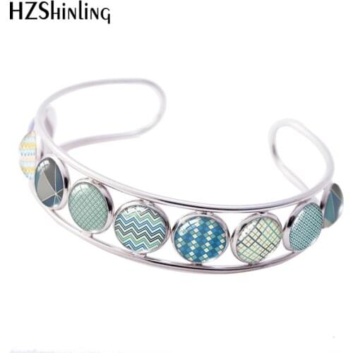 2019 New Blue Retro And Geometric Patterns Adjustable Bracelets Handmade Bracelet Class Cabochon Jewelry