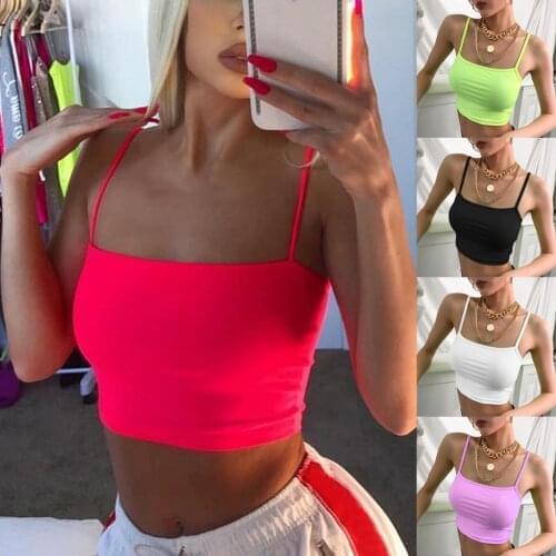5Colors Neon Green Crop Tops Y2K Women Streetwear Slim Sexy Summer Tops Strap Cropped White Purple Fashion Tops Haut Femme топ