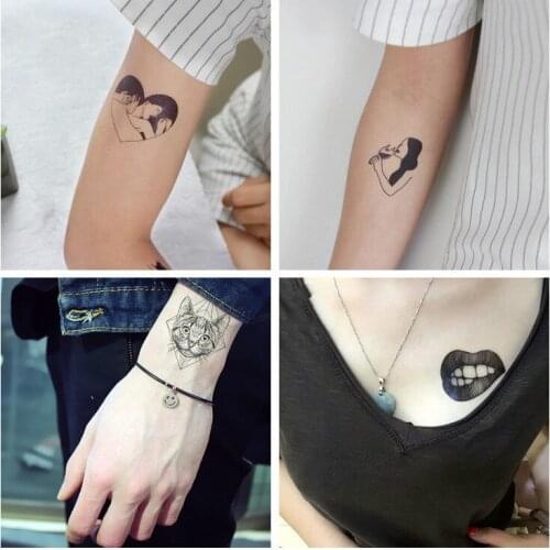 5PC Sexy Girl Waterproof Temporary Sticker Bad Girlish Wind Tattoo Black Line Tattoos Body Arm Woman Fake Tatoos Chains