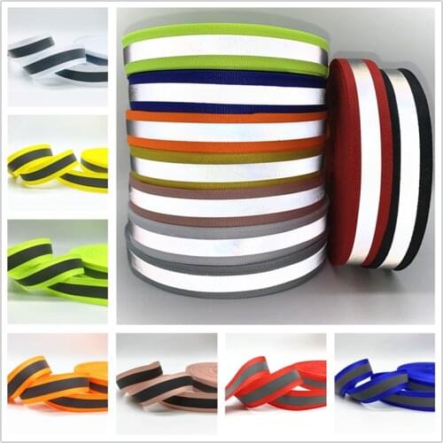 5yards/Lot 20mm Safety Silver Reflective Rbbon For Sewing Sew on Fabric Reflector Tape Strap Vest Webbing Warning Belt