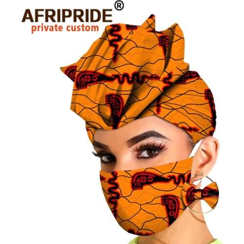 African Headwraps Earrings Print Headtie Headband Bonnet Ankara Wax Batik African Headscarf Accessories Mask Match Print A20H010