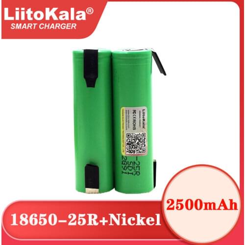 Liitokala New Original 18650 2500mAh battery INR1865025R 3.6V discharge 20A dedicated Power battery + DIY Nickel sheet