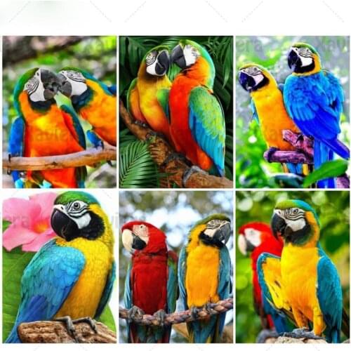 Full Square Round Drill 5D Diamond Painting Parrot Diamond Embroidery Bird Jungle DIY Mosaic Animal Handmade Gift Art Home Decor