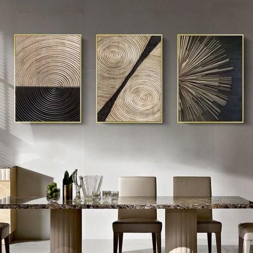 Canvas Painting Abstract Wall Art Poster Gold Black Surround Minimalist Nordic Print Picture Living Room Home Decor