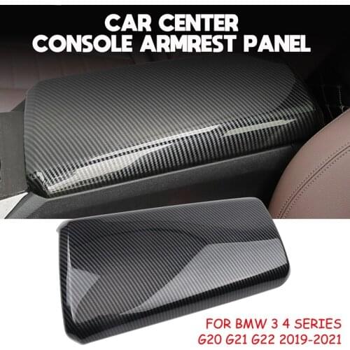 Carbon Fibrer Center Console Armrest Panel Cover Trim For BMW 3 4 Series G20 G21 G22 M Sport 2019-2021 Car Accessories