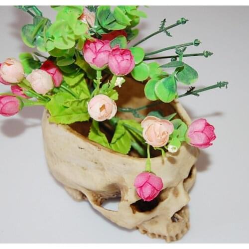 Resin Human Skull Model Flower Pot Shining Fruit Plate Storage Container Flower Pot Planter Skull Pot Home Decor Crafts