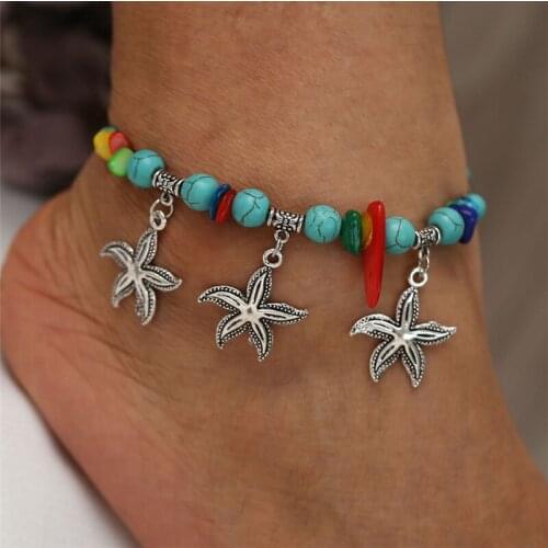 Hot Sell Colorful Anklet Fashion Retro Pendant Chain Bracelet For Girl Female Gift