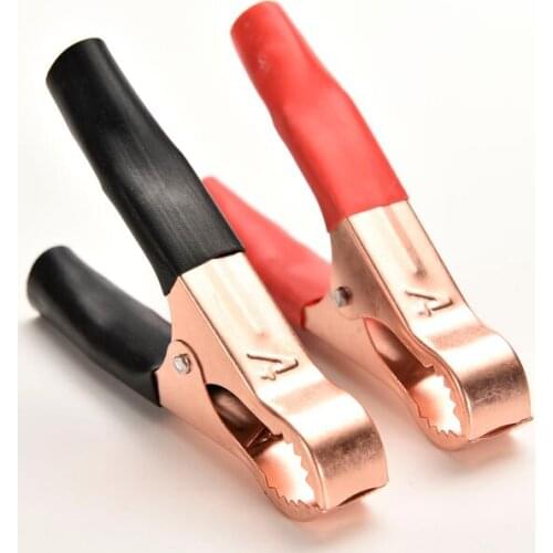 Hot! High Quality 2Pcs 50A Red + Black 80mm Crocodile Car Caravan Van Battery Test Lead Clips Best Promotion Alligator Clips