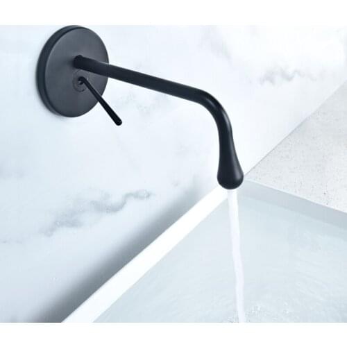 Matte Black Concealed Basin Faucet Single Handle Brass Bathroom Faucet Cold And Hot Mixer Water Tap Bathtub Faucets
