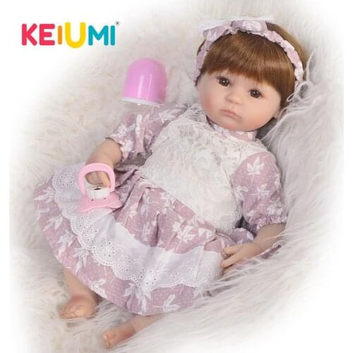 Cute KEIUMI 42 cm Reborn Baby Doll Handmade 17 Inch Newborn Dolls Fashion Girls Toys For Cute Children Playmates Christmas Gifts
