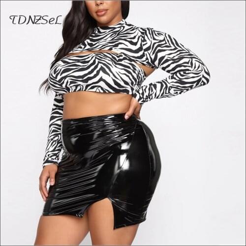 Sexy Faux Leather Mini Skirts Women Summer Black Shiny Latex Bodycon Lady High Waist A Line Skirt High Split Plus Size Custom