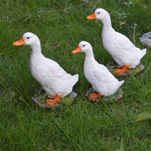 Multicolor Resin Ducks Sculpture Figure For Home Garden Ornament Decor Gift