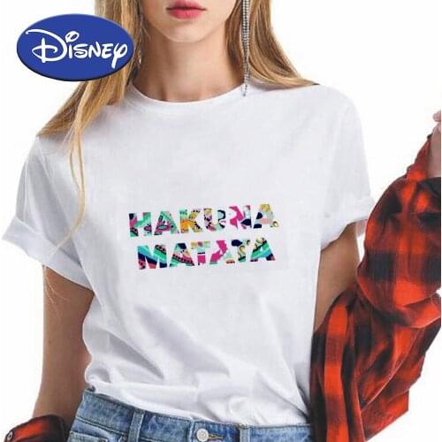 Disney 2021 New Tshirt Women Lion King HAKUNA MATATA Letter Printed Y2k Fashion T-shirts Korean Trend Aesthetic Tops Ulzzang