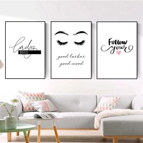 Beauty Salon Wall Picture Good Lashes Canvas Painting Makeup Quote Art Print Poster Lady Boss for Living Room Home Cuadros Decor