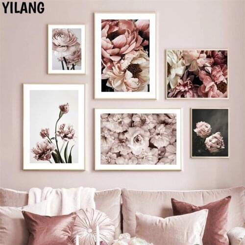 Pink Flower Plant Picture Wall Art Canvas Painting Nordic Poster And Print Modern Art Home Decor For Living Room Backdrop Design